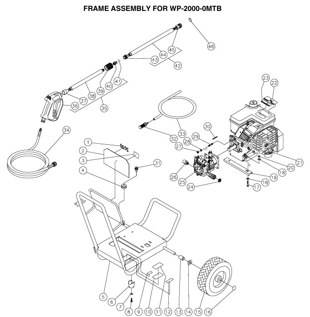 MITM WP-2000 pressure washer replacement parts